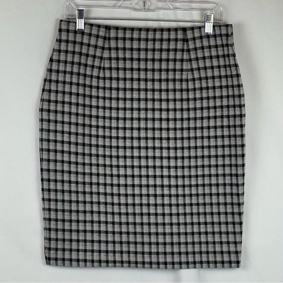 J Jill Black, Gray & Tan Plaid OfficeCore Career Pencil Skirt NWT Size SP - Picture 5 of 12